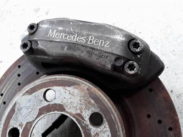 เบรคคู่หน้า  brembo 4pot  benz w220 คาบจาน312mm.